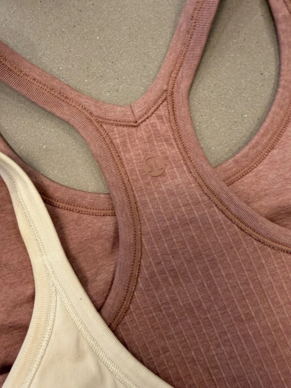 Lululemon (3) Ribbed Racerback Tank Tops - Blue, Mauve, Cream - Picture 4 of 9